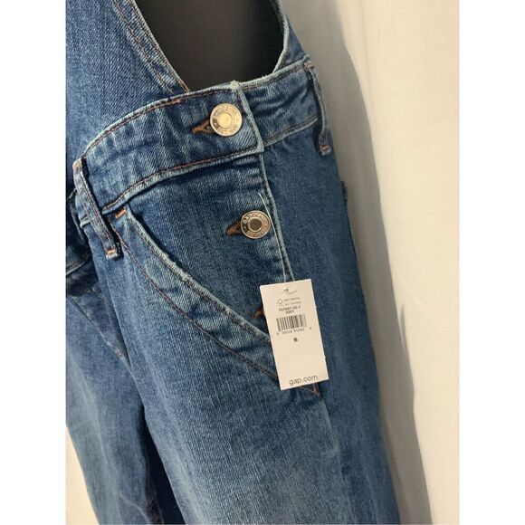 NEW WITH TAGS Gap Maternity Blue Jean Denim Bib Overalls Size Small - Picture 3 of 8